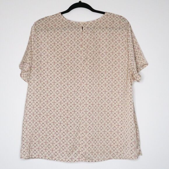 Banana Republic Womens Blouse Size XL Cream Geometric Office Career Classic Top - Picture 2 of 9